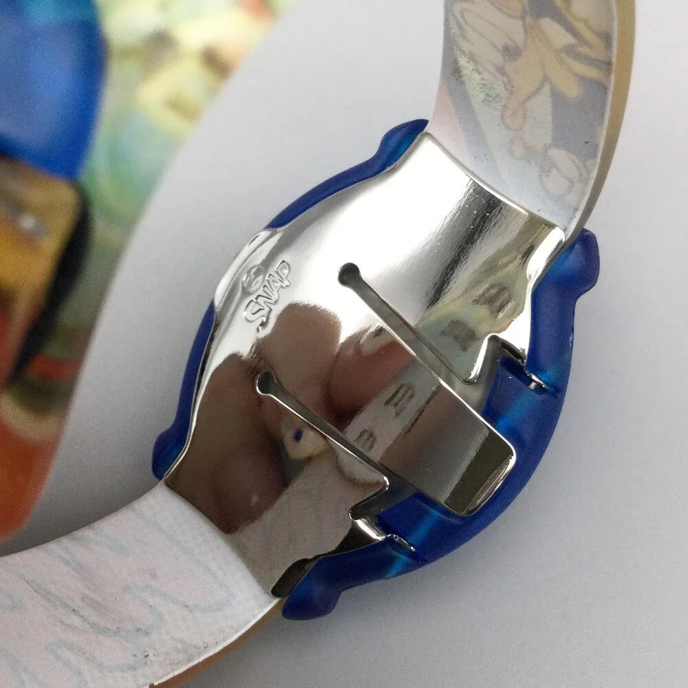 Disney Snap Donald Duck Boys Watch Blue Case Comic Dial Slap Band New Battery